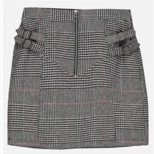 Topshop Black White Plaid Wool Checkered Mini Skirt Size 6